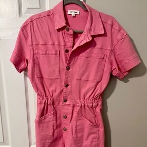 Day + Moon Pink Button-Front Romper